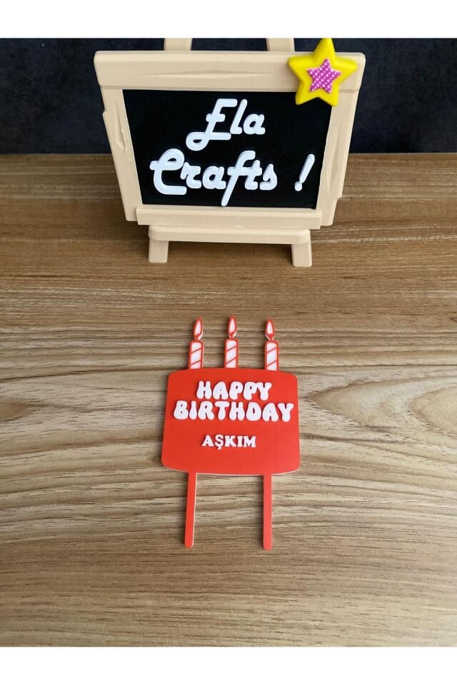 3D “Happy Birthday” Yazılı Pasta Süsü – Doğum Günü Parti Dekoru