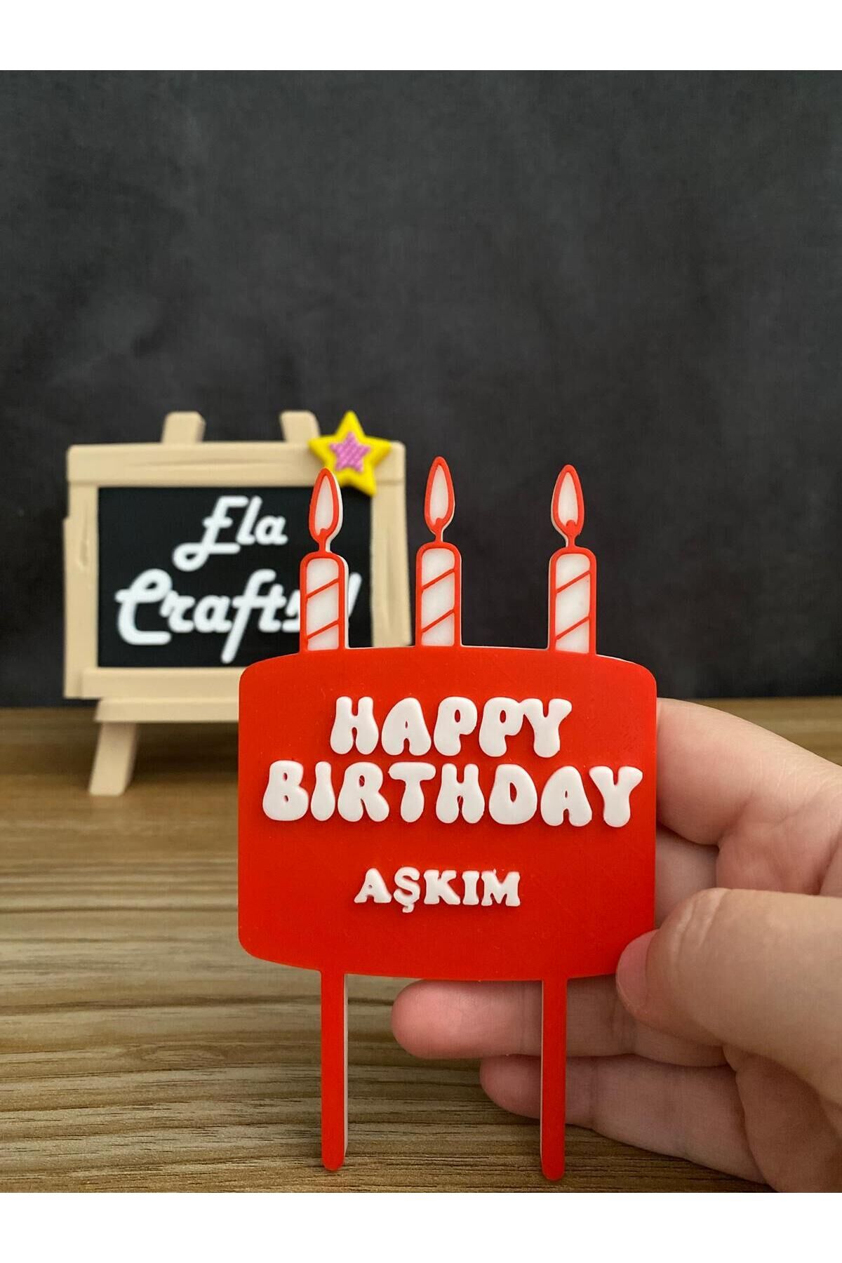 3D “Happy Birthday” Yazılı Pasta Süsü – Doğum Günü Parti Dekoru