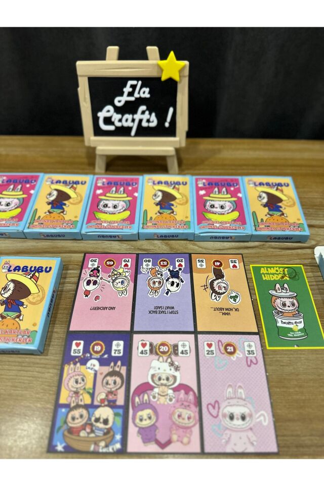 6 Kutu Labubu Karakter Kart Seti | 6 Koleksiyon Kartı + 1 Sticker | Sürpriz Kutulu Sevimli Kartlar