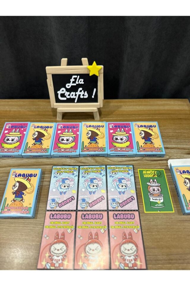 6 Kutu Labubu Karakter Kart Seti | 6 Koleksiyon Kartı + 1 Sticker | Sürpriz Kutulu Sevimli Kartlar