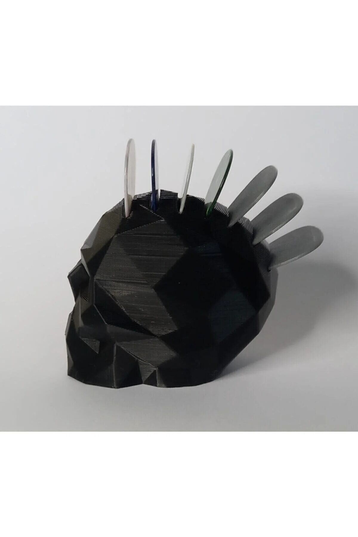 Kurukafa Siyah Tasarım Pena Tutucu Penalık Mohawk Dekoratif