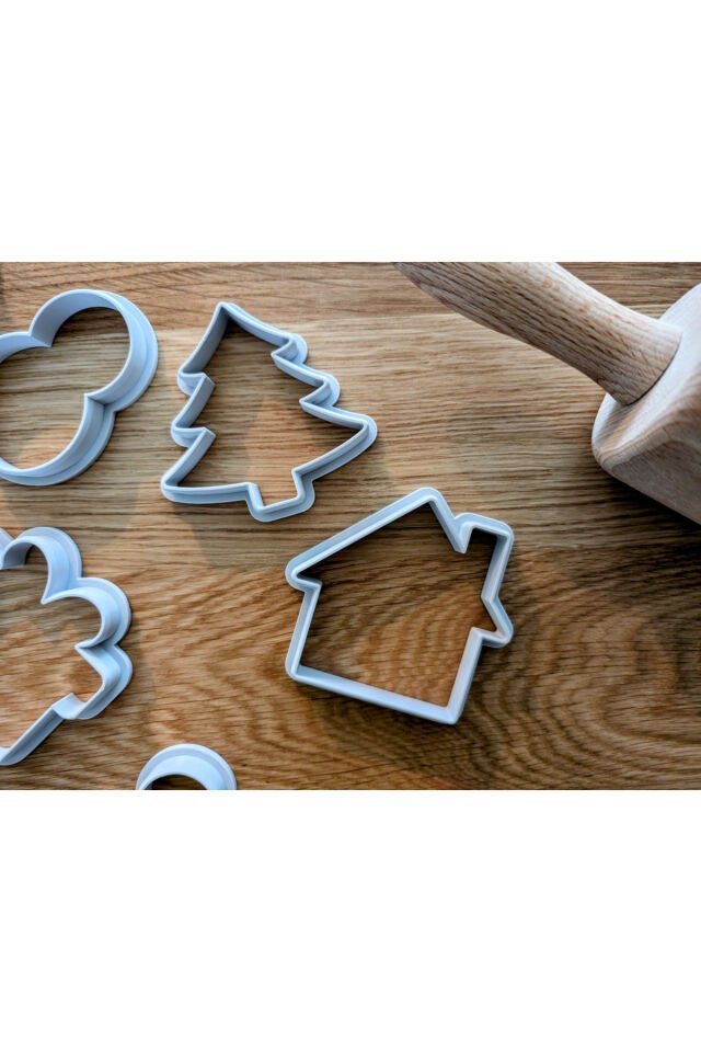 Yılbaşı Kurabiye Kalıbı Seti | 3D Baskı Christmas Deer & Snowflake Cookie Cutters