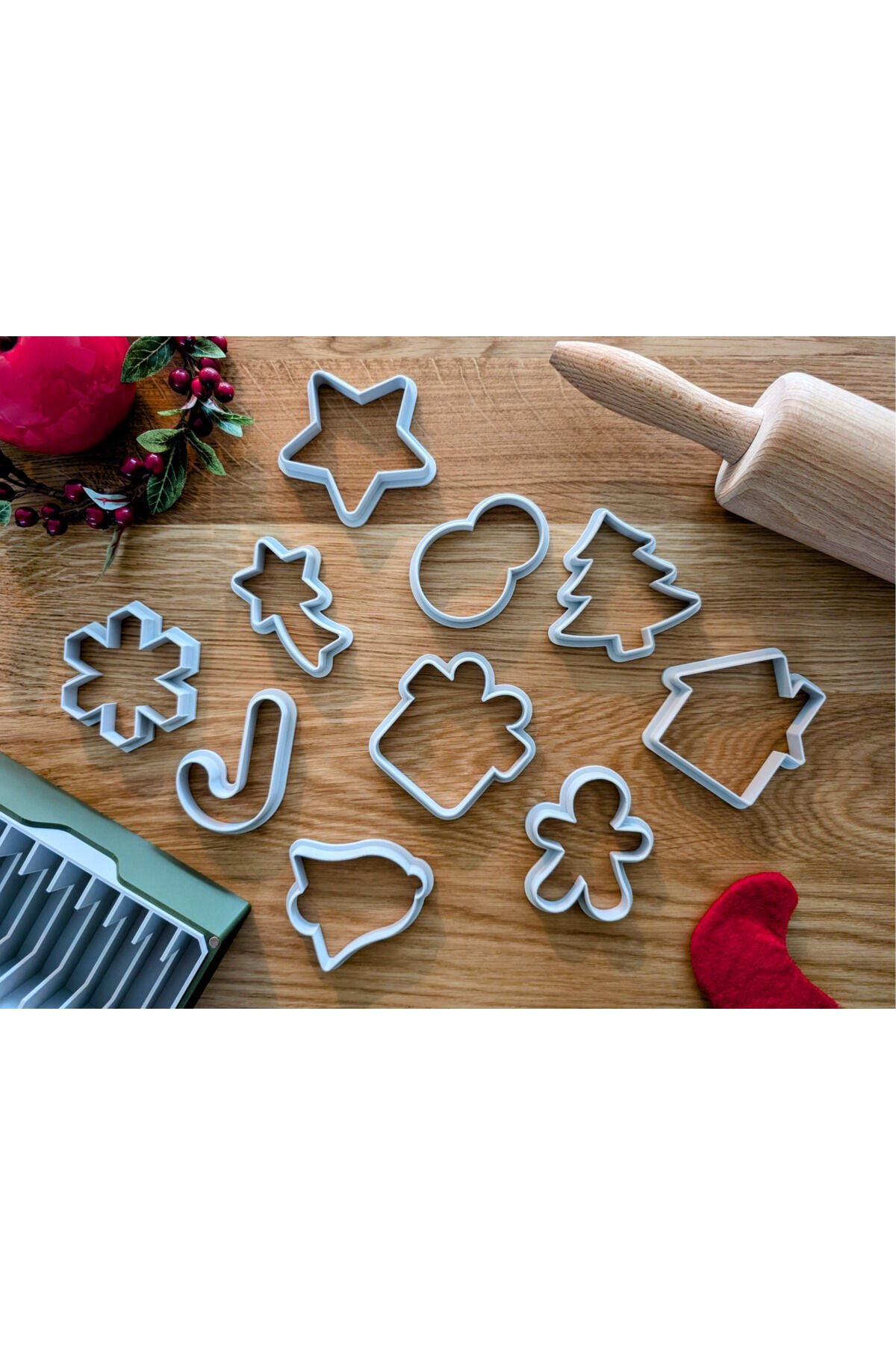Yılbaşı Kurabiye Kalıbı Seti | 3D Baskı Christmas Deer & Snowflake Cookie Cutters
