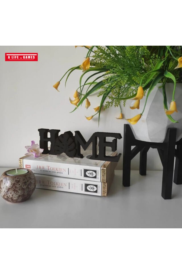 Dekoratif ''HOME''Yazılı Biblo - Şık Masaüstü ve Raf Süsü | Ev Ofis Dekoru