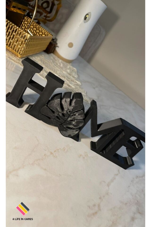 Dekoratif ''HOME''Yazılı Biblo - Şık Masaüstü ve Raf Süsü | Ev Ofis Dekoru