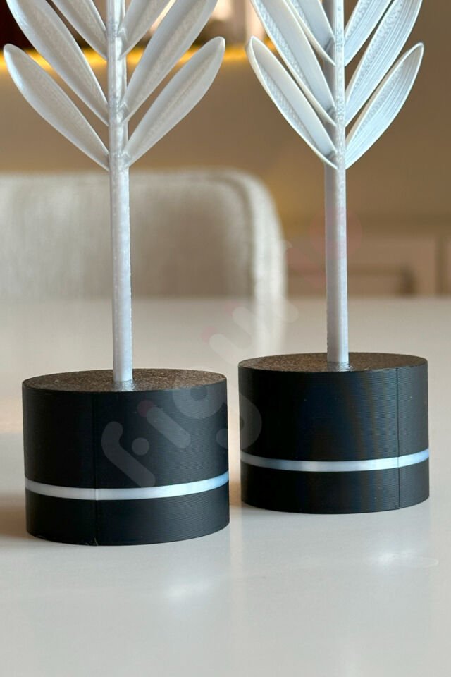 Dekoratif Modern Silver Tüy Yaprak Takımı / Ev Dekorasyonu Şık İkili Aksesuar