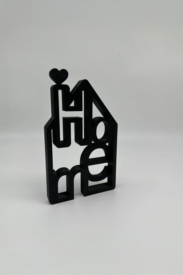 Home Temalı Dekoratif Figür – Kalpli Çatı Tasarımı Siyah