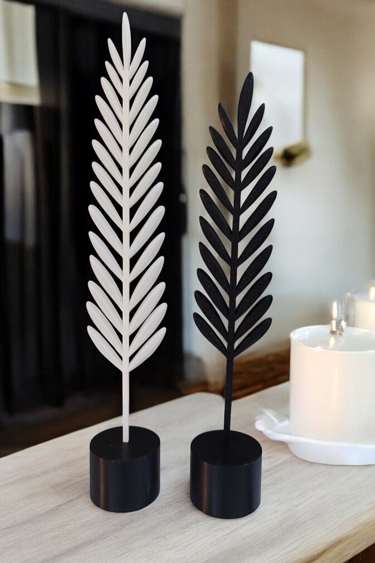 Dekoratif Modern Tüy Yaprak Takımı Ev Dekorasyonu İçin Şık ikili Aksesuar