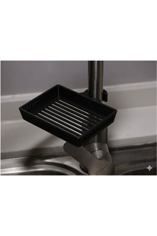 Siyah Minimalist Mutfak Süngerlik Sabunluk Organizer