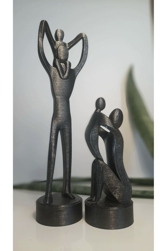 Anne Baba Çocuklar 2'li Biblo Seti Siyah