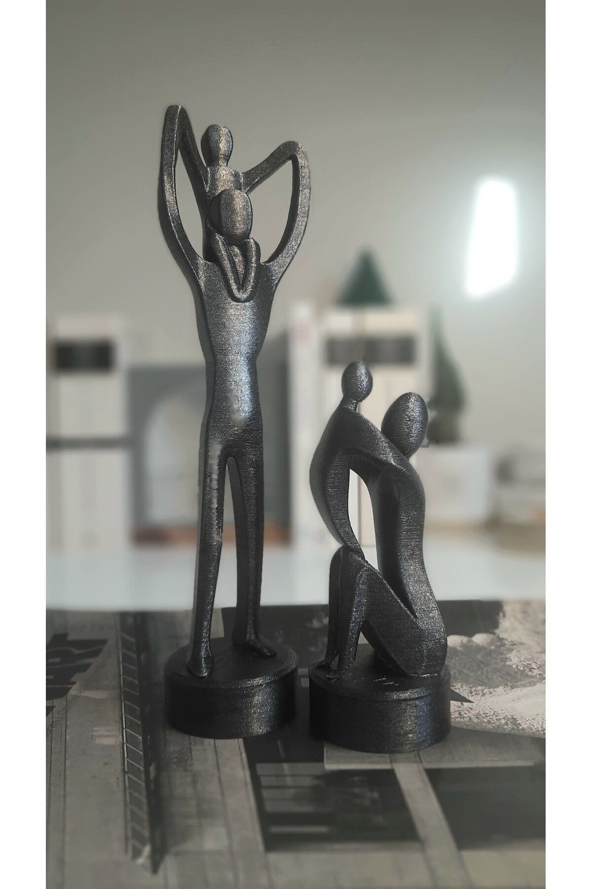 Anne Baba Çocuklar 2'li Biblo Seti Siyah