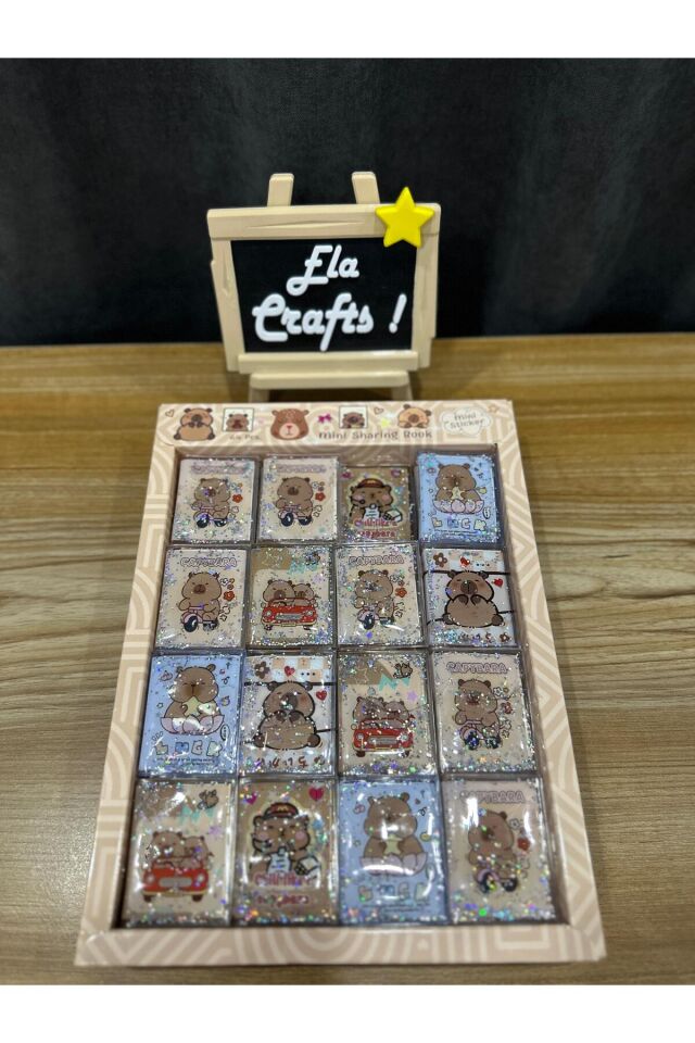 3 Adet Sulu Kapaklı Cappybara Tasarım Mini Not Defteri & Sticker