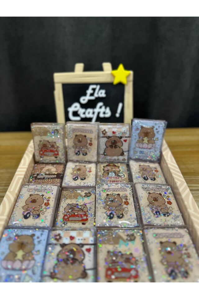 3 Adet Sulu Kapaklı Cappybara Tasarım Mini Not Defteri & Sticker