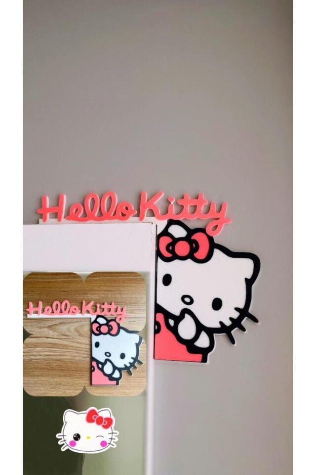 Özel Tasarım 3D Hello Kitty Kapı Üstü Süsü – Sevimli Dekor & El Yapımı
