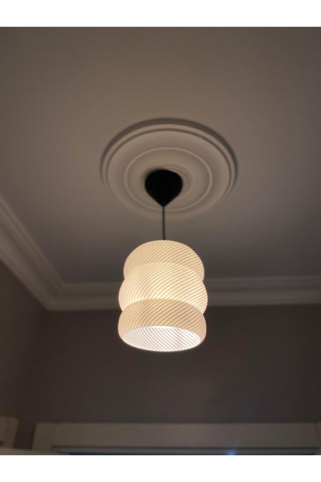 3D Baskı Modern Spiral Avize El Yapımı Özel Tasarım