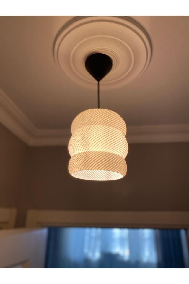 3D Baskı Modern Spiral Avize El Yapımı Özel Tasarım