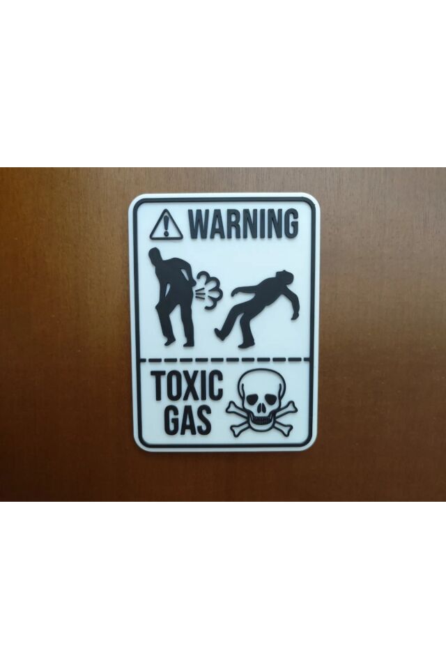 Banyo - Tuvalet Kapısı Toksik Gaz Levhası - Kapı Süsü - Espirili Kapı Süsü