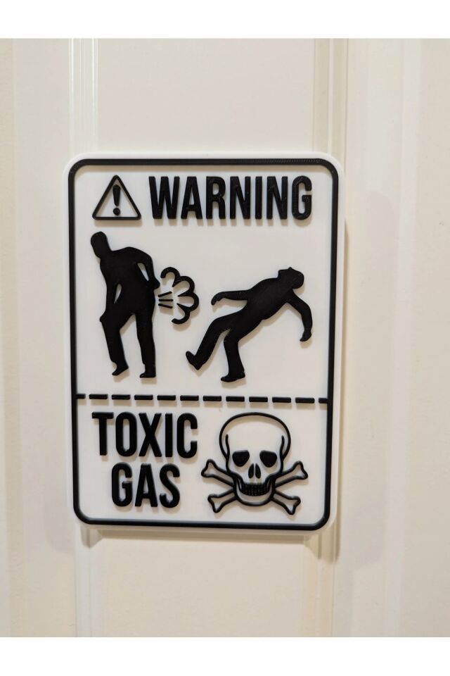 Banyo - Tuvalet Kapısı Toksik Gaz Levhası - Kapı Süsü - Espirili Kapı Süsü