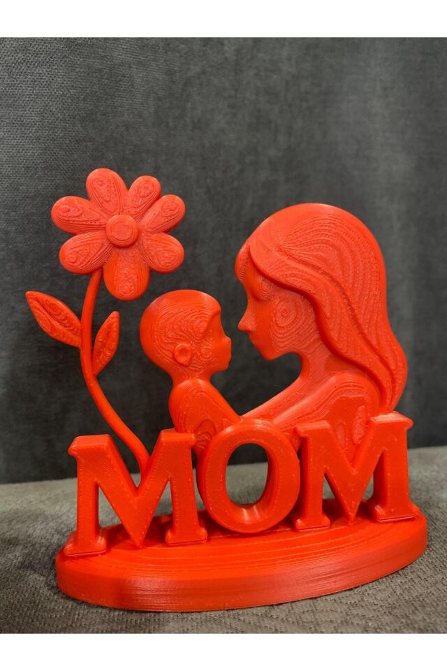 Annelere Özel 3D Baskı Kırmızı Dekoratif Obje | Masaüstü Süs Eşyası