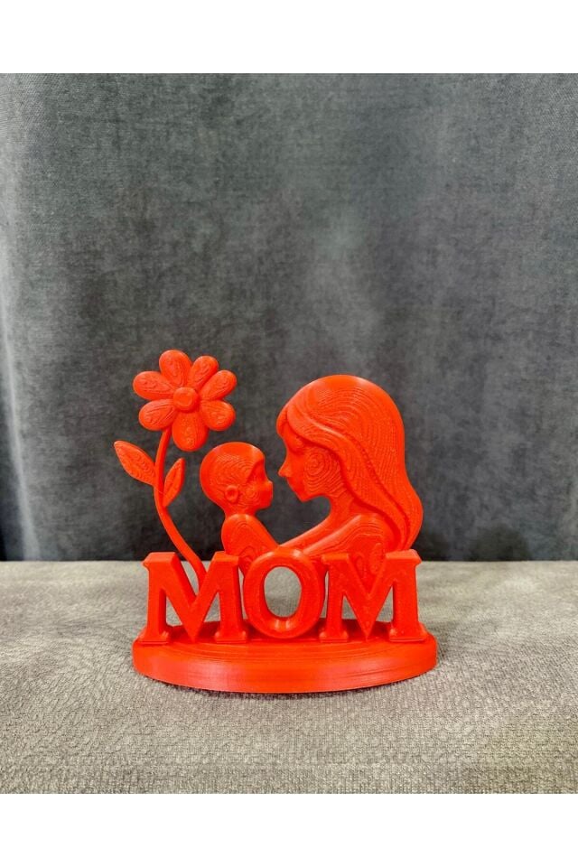 Annelere Özel 3D Baskı Kırmızı Dekoratif Obje | Masaüstü Süs Eşyası