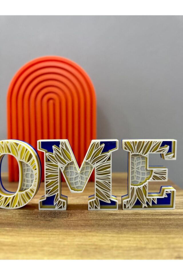 3D Ayçiçeği Temalı HOME Yazısı | Dekoratif Masa Üstü Aksesuar | El Yapımı Harf Seti