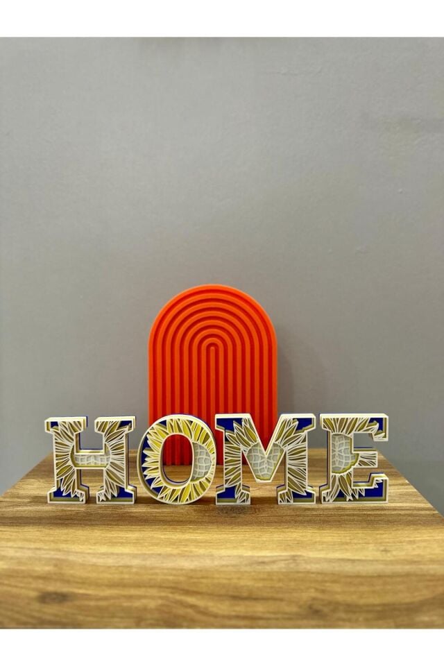 3D Ayçiçeği Temalı HOME Yazısı | Dekoratif Masa Üstü Aksesuar | El Yapımı Harf Seti