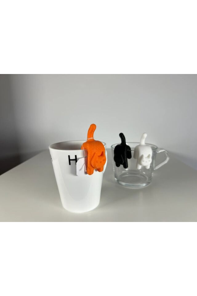 Sevimli Eriyen Kedi Modelli Çay Poşeti Tutucu