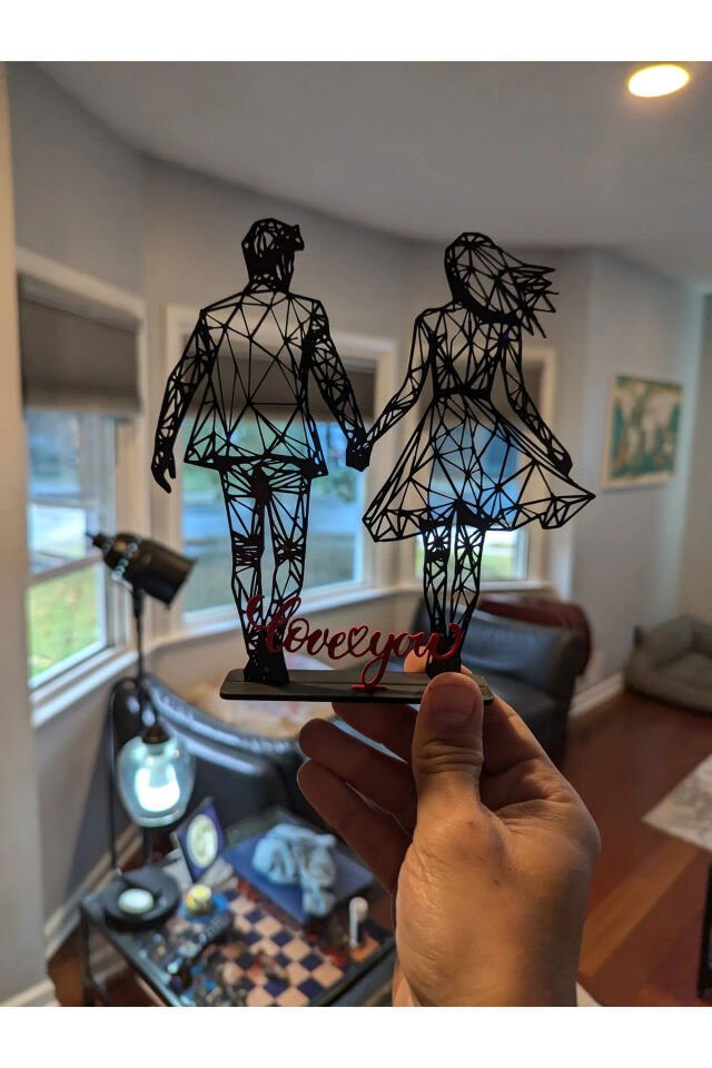 I LOVE YOU Yazılı Romantik Sevgili Figürlü Dekoratif Biblo