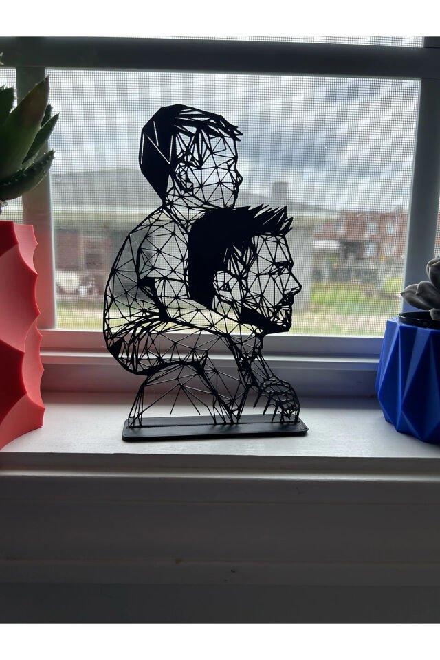 Geometrik Baba ve Çocuk Figürü Dekoratif Biblo