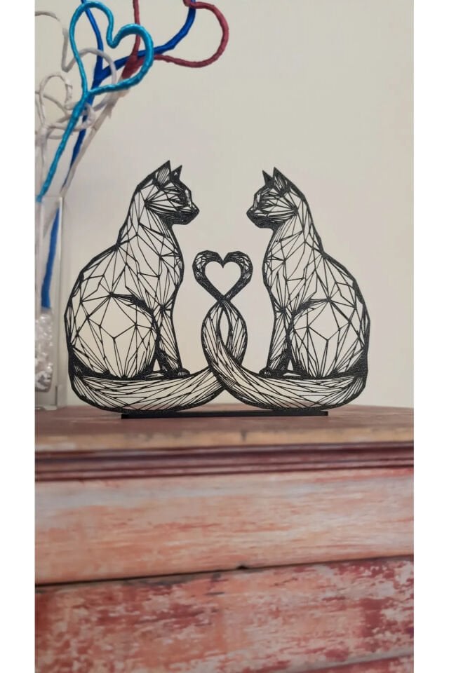 Geometrik Kedi Figürü Dekoratif Biblo