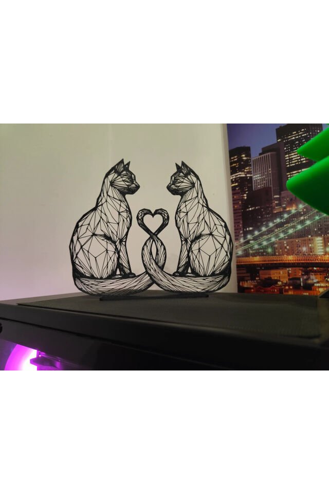 Geometrik Kedi Figürü Dekoratif Biblo