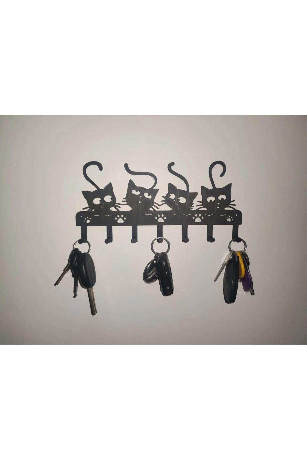 Sevimli Kedi Modelli Anahtarlık - Kedi Anahtarlık Askısı - Duvar Askısı
