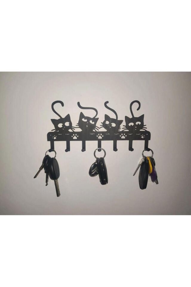 Sevimli Kedi Modelli Anahtarlık - Kedi Anahtarlık Askısı - Duvar Askısı