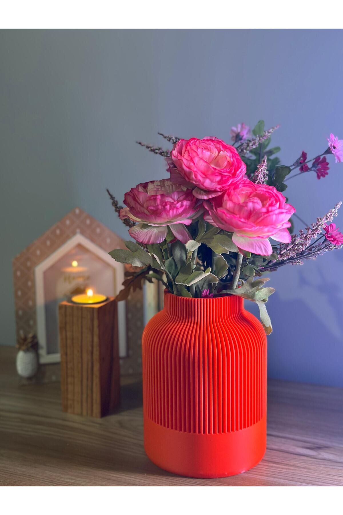 Turuncu Dekoratif 3D Baskı Vazo - Modern Tasarım