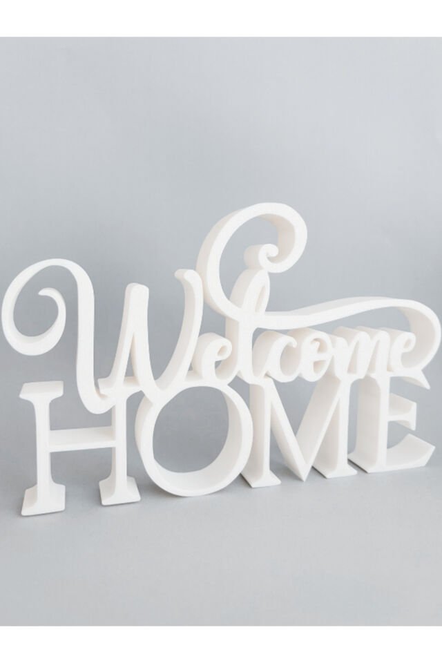 Welcome Home Yazılı Modern Dekoratif Hediyelik Kapı, Masa Süsü