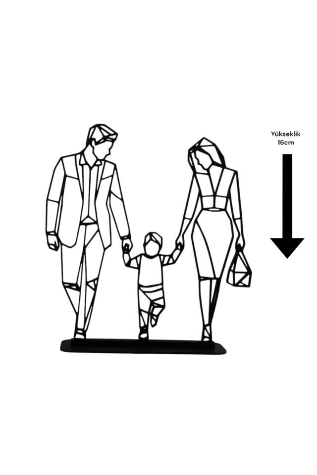 Anne Baba Çocuk 3D Masa Süsü – Aile Temalı Dekoratif Figür