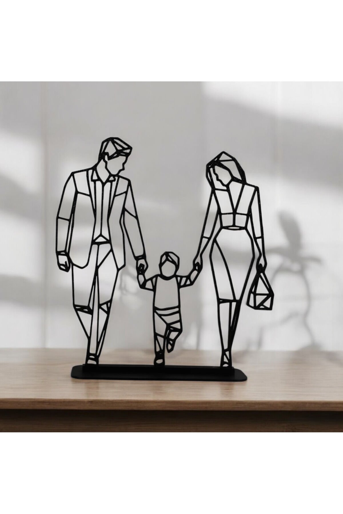 Anne Baba Çocuk 3D Masa Süsü – Aile Temalı Dekoratif Figür