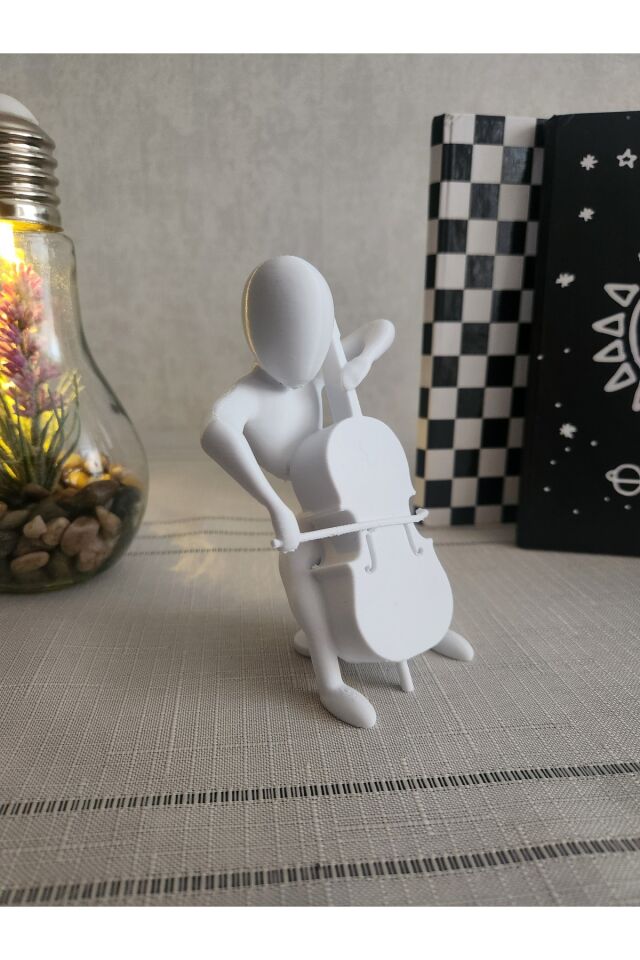 Çello Çalan Iskandinav Tarzı Biblo Heykel Figür Dekor Ev Dekorasyon