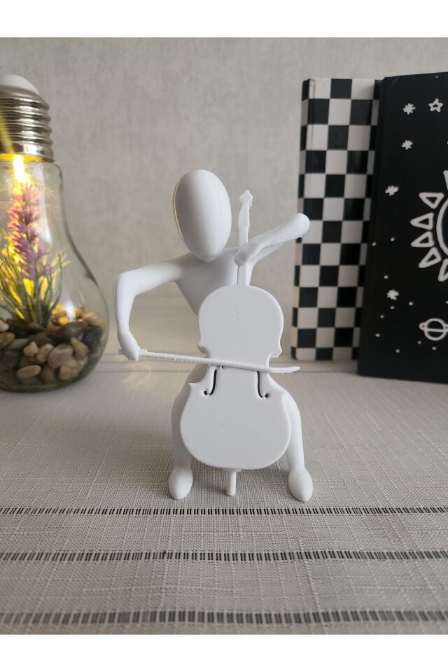 Çello Çalan Iskandinav Tarzı Biblo Heykel Figür Dekor Ev Dekorasyon