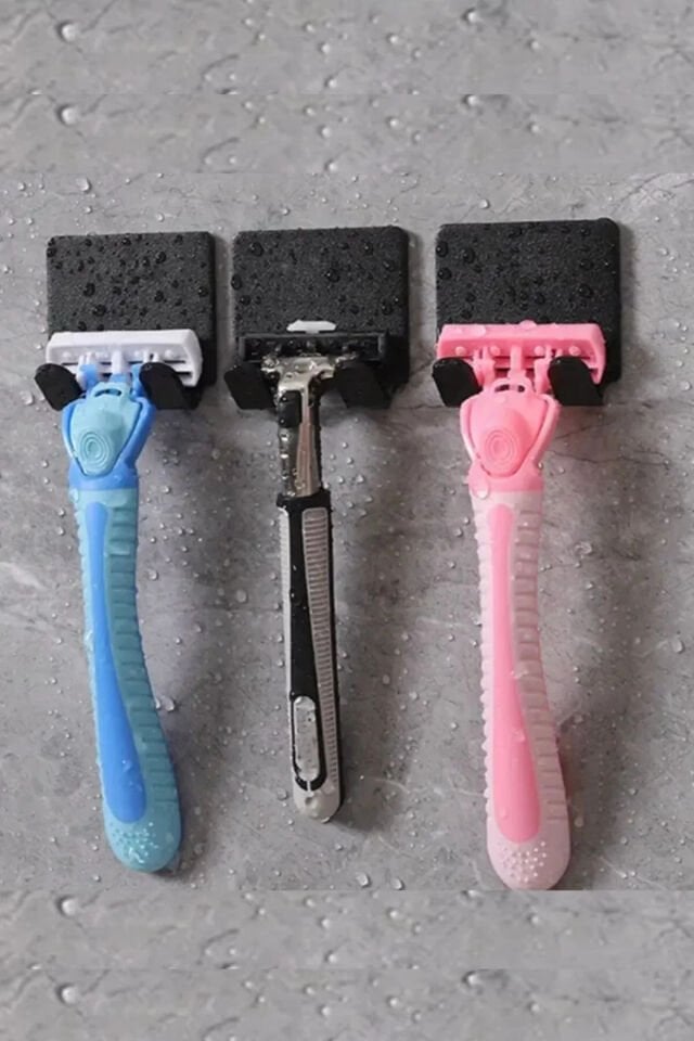 3 Adet Permatik Tutucu - Banyo Düzenleyici - Jilet Tutucu Aparat - Çok amaçlı Banyo Askısı