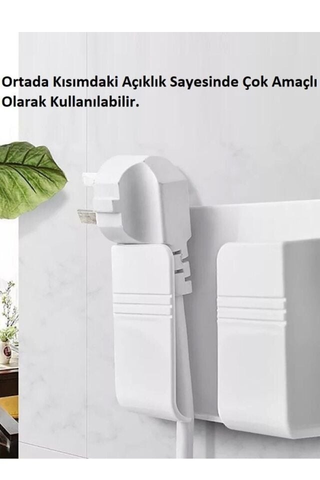 Yapıştırmalı Telefon Kumanda Tutucu Mobil Şarj Priz Askısı Ve Telefon Standı Kablo Tutucu