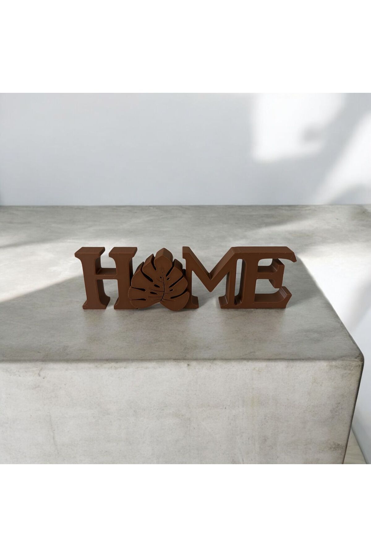 Dekoratif 'Home' Yazısı – Modern Ev Dekoru Kahverengi - 20 x 7